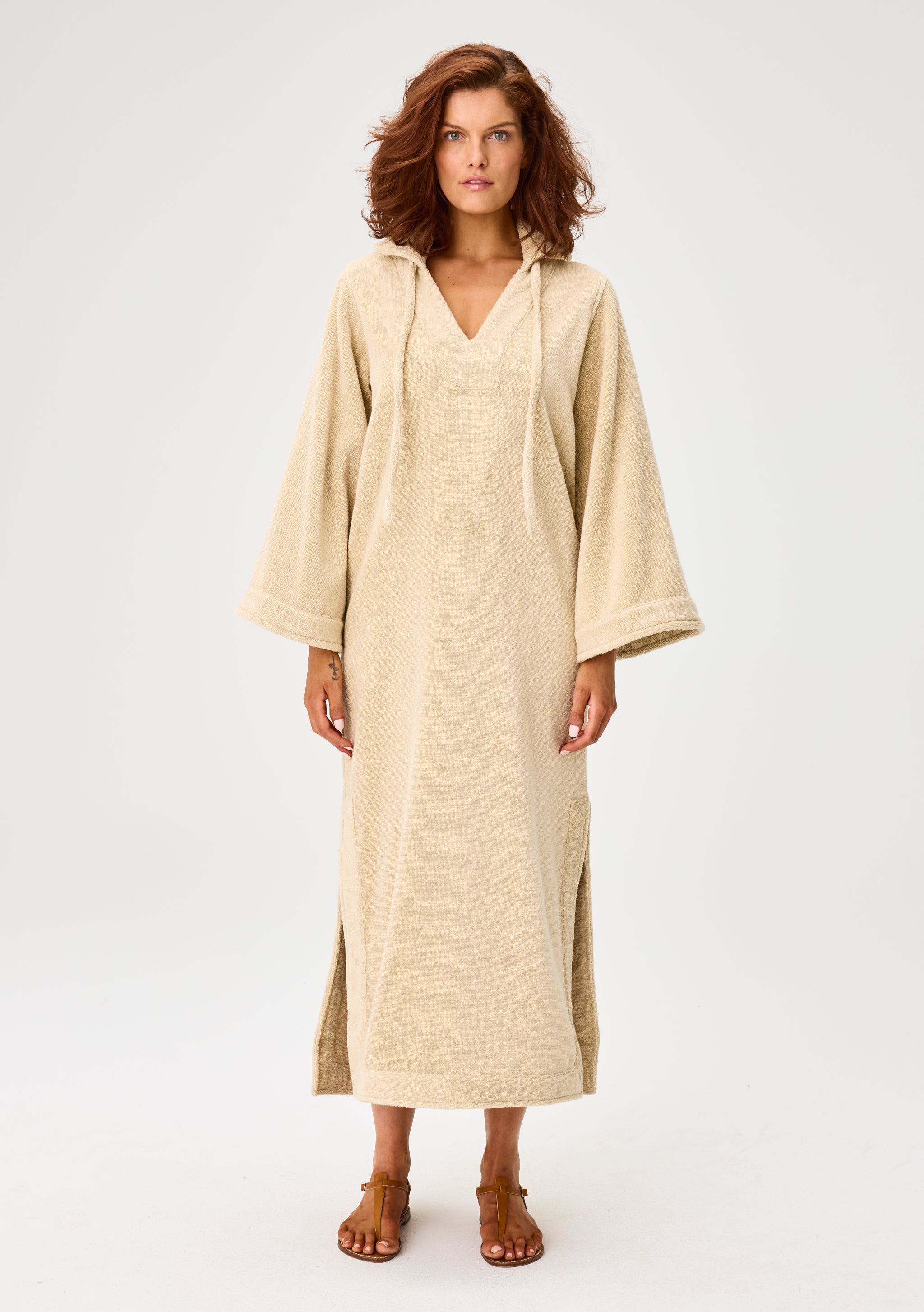 THE TUNIC CAFTAN in SAND TERRY CLOTH