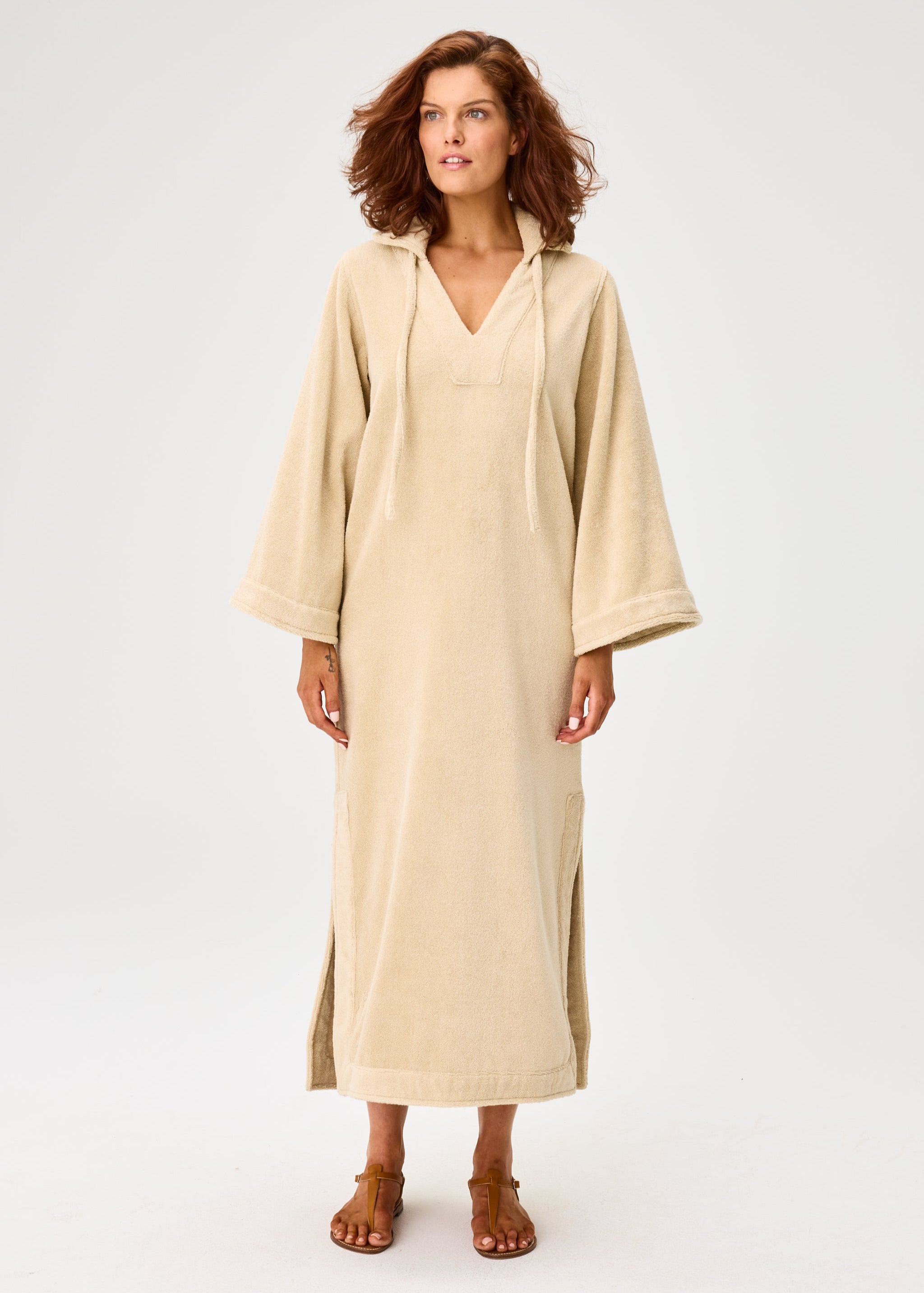 THE TUNIC CAFTAN in SAND TERRY CLOTH