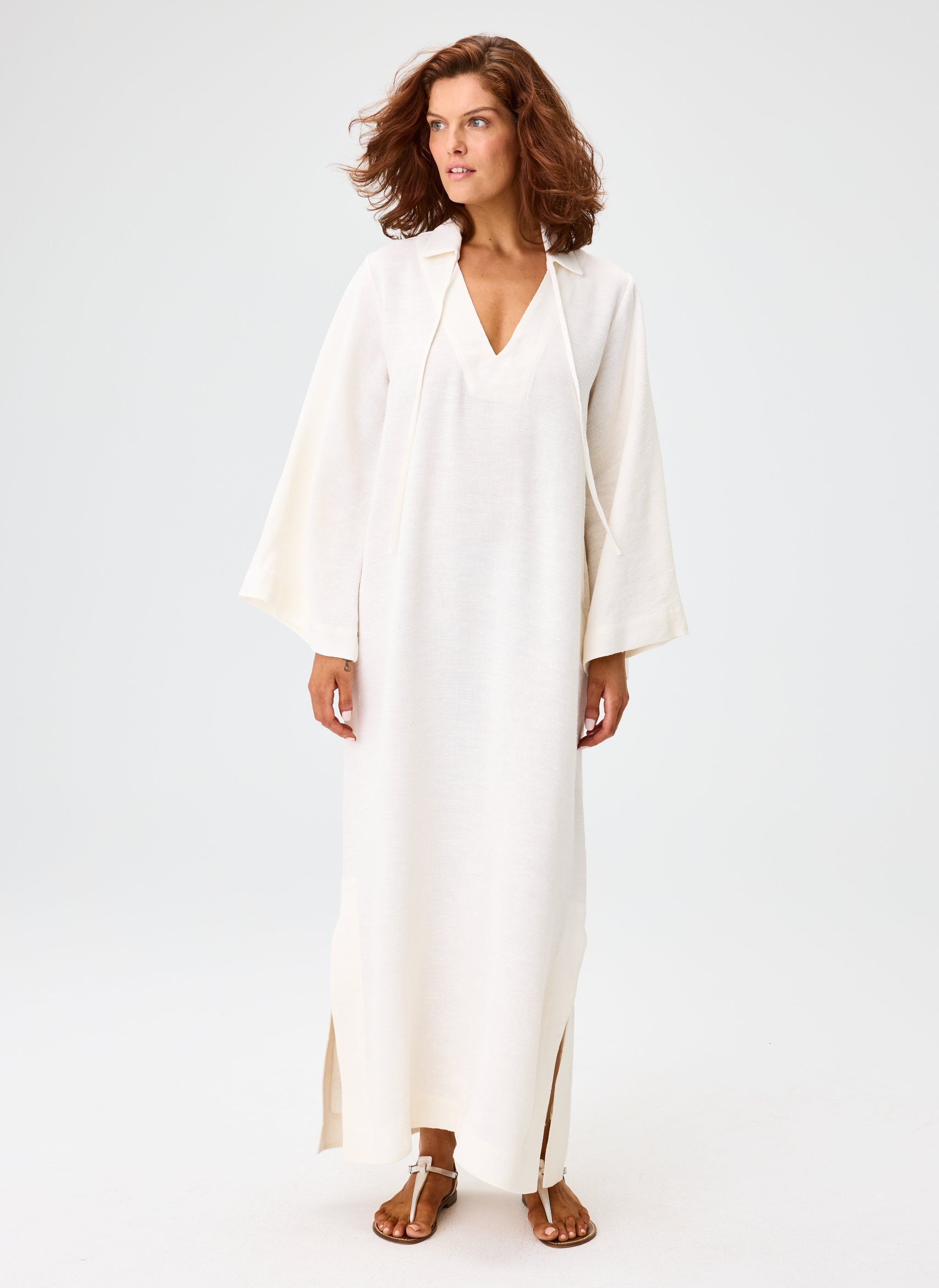 THE TUNIC CAFTAN in WHITE SHANTUNG