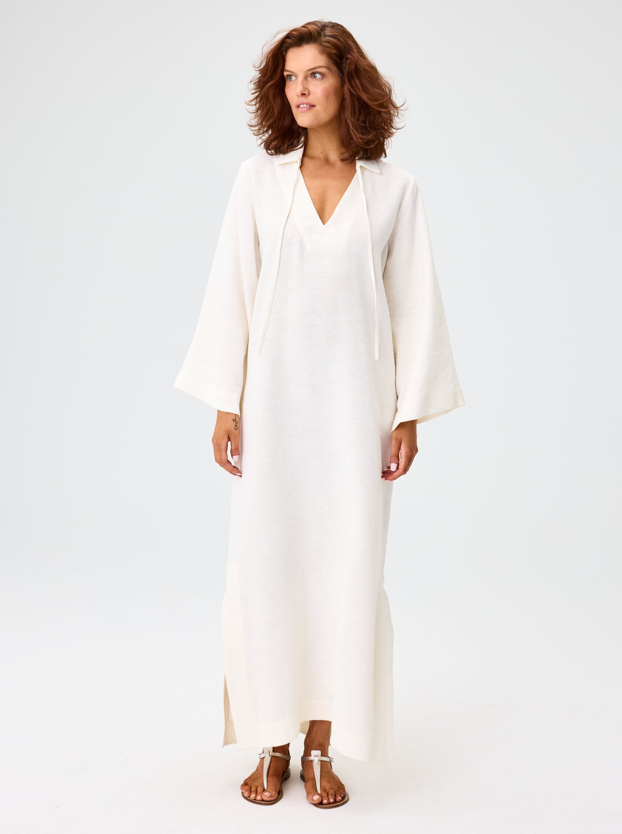 THE TUNIC CAFTAN in WHITE SHANTUNG