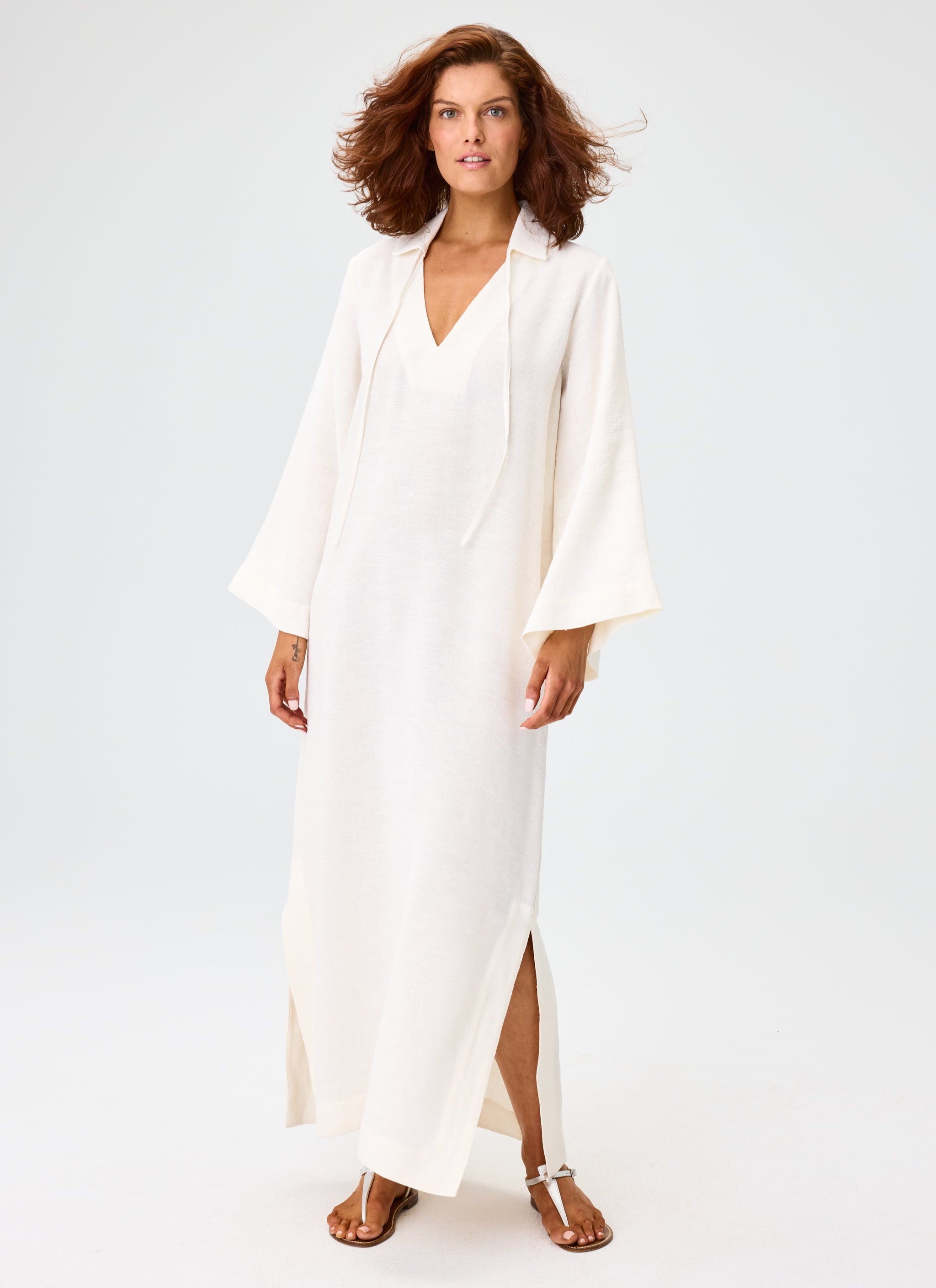 THE TUNIC CAFTAN in WHITE SHANTUNG