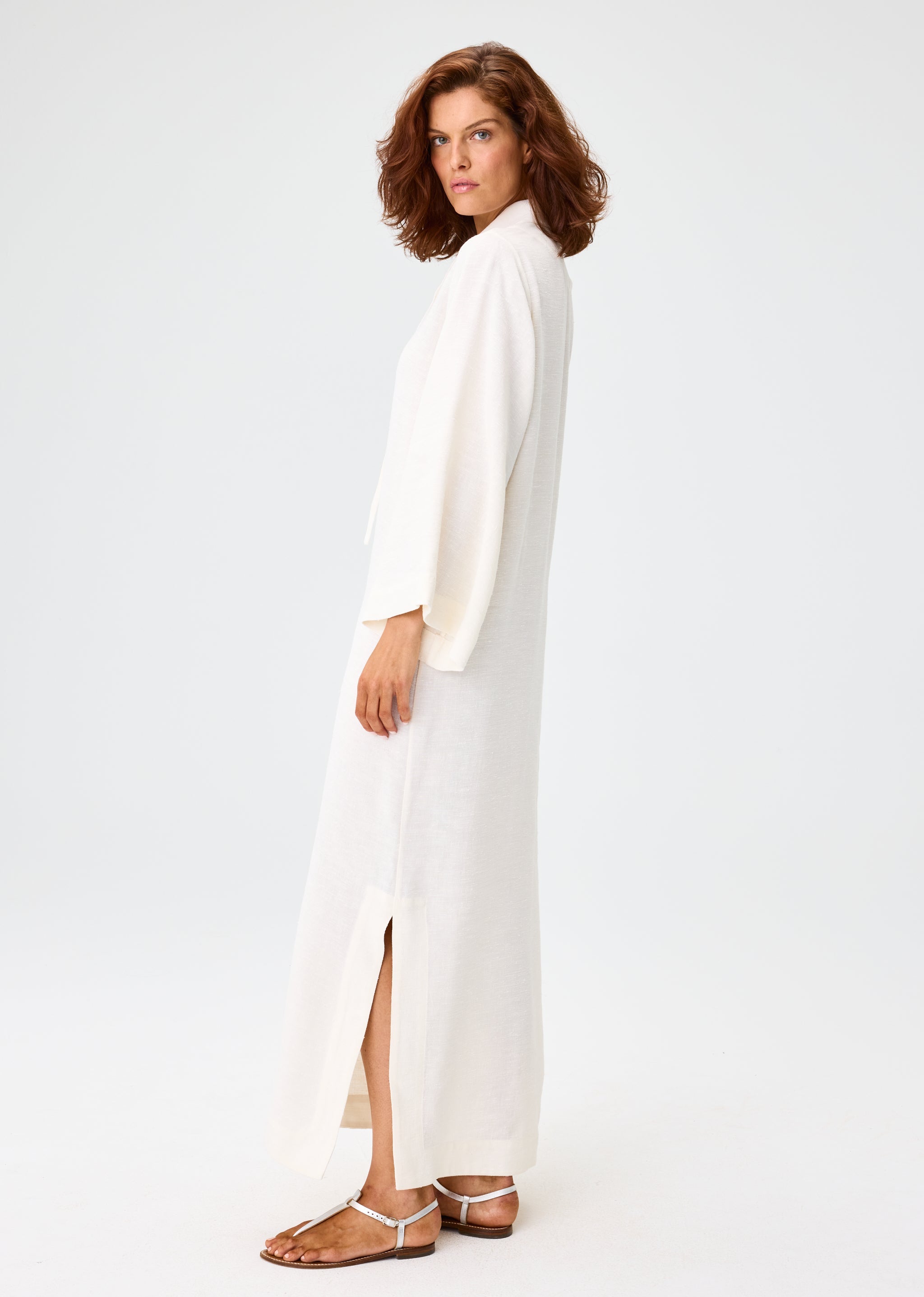 THE TUNIC CAFTAN in WHITE SHANTUNG