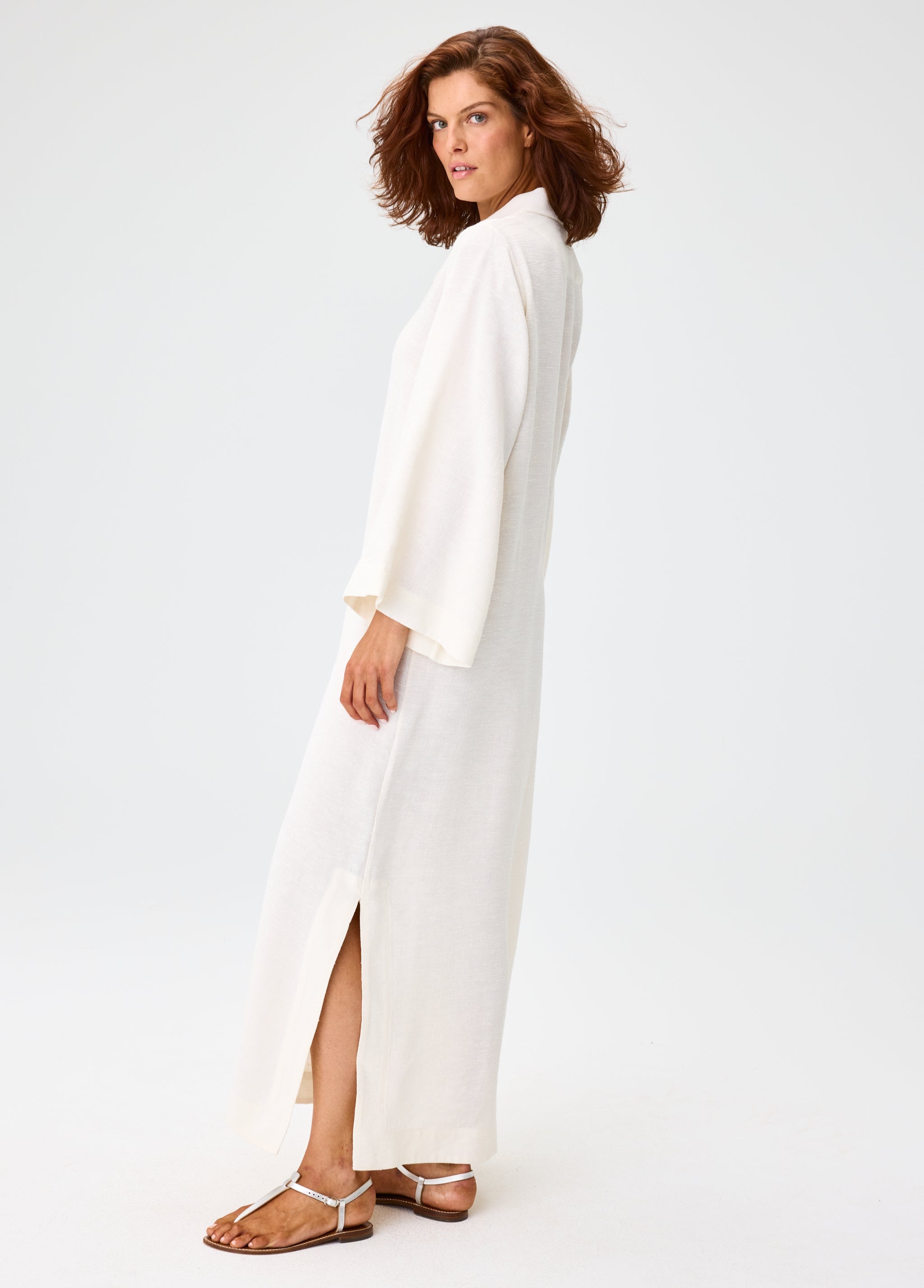 THE TUNIC CAFTAN in WHITE SHANTUNG