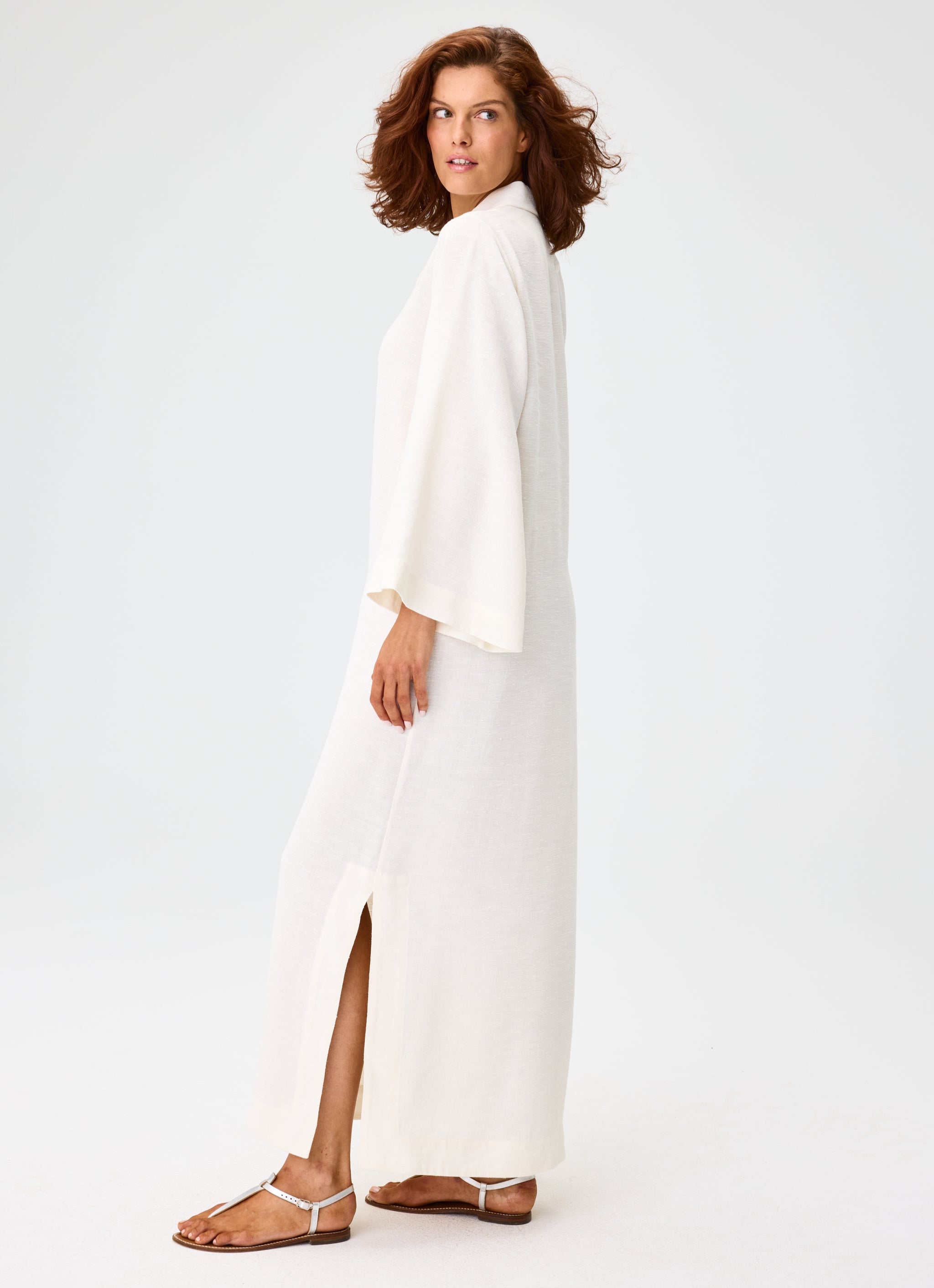 THE TUNIC CAFTAN in WHITE SHANTUNG