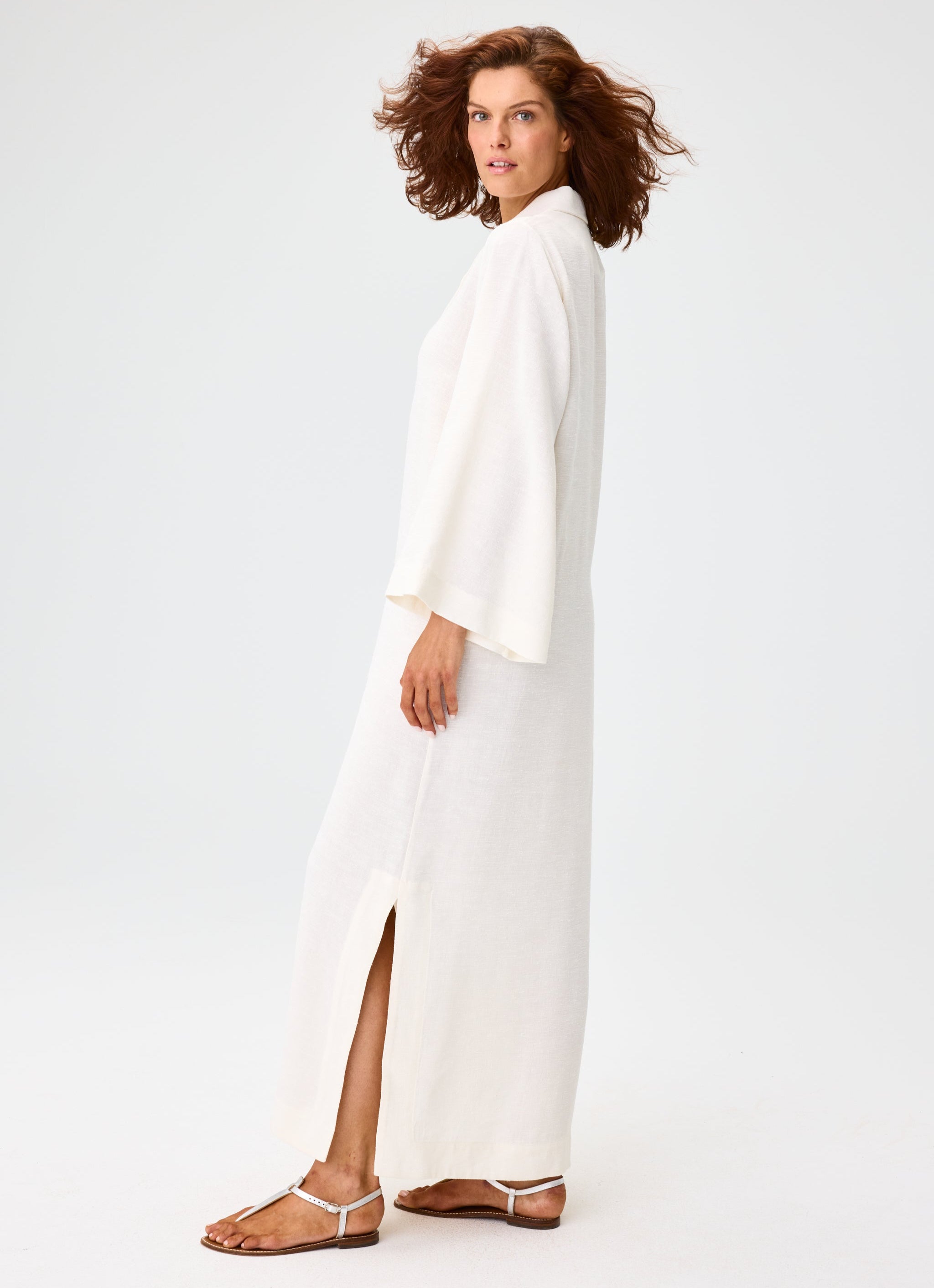 THE TUNIC CAFTAN in WHITE SHANTUNG