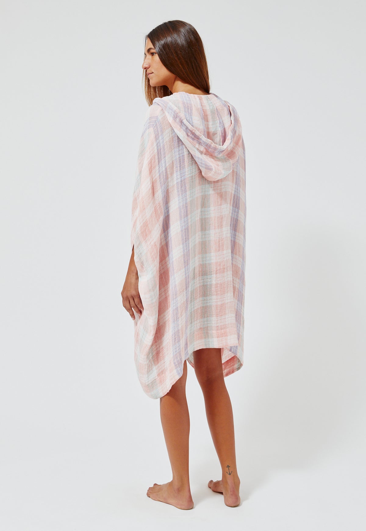 THE HOODED PONCHO in MADRAS GAUZE