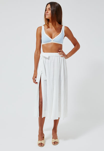 THE BALLOON SKIRT in WHITE AJOURE PIQUE – Lisa Marie Fernandez