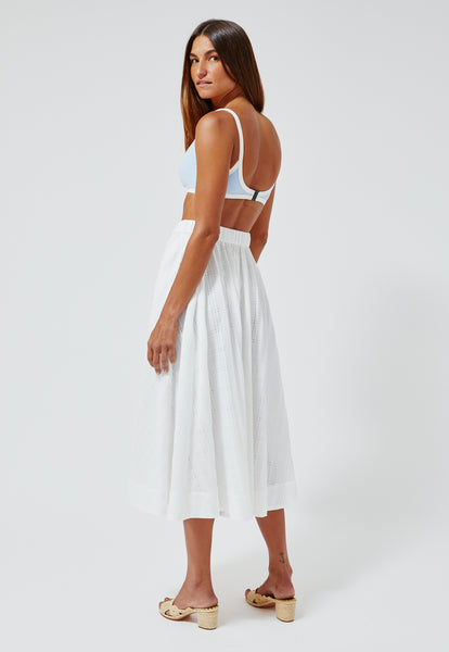 THE BALLOON SKIRT in WHITE AJOURE PIQUE