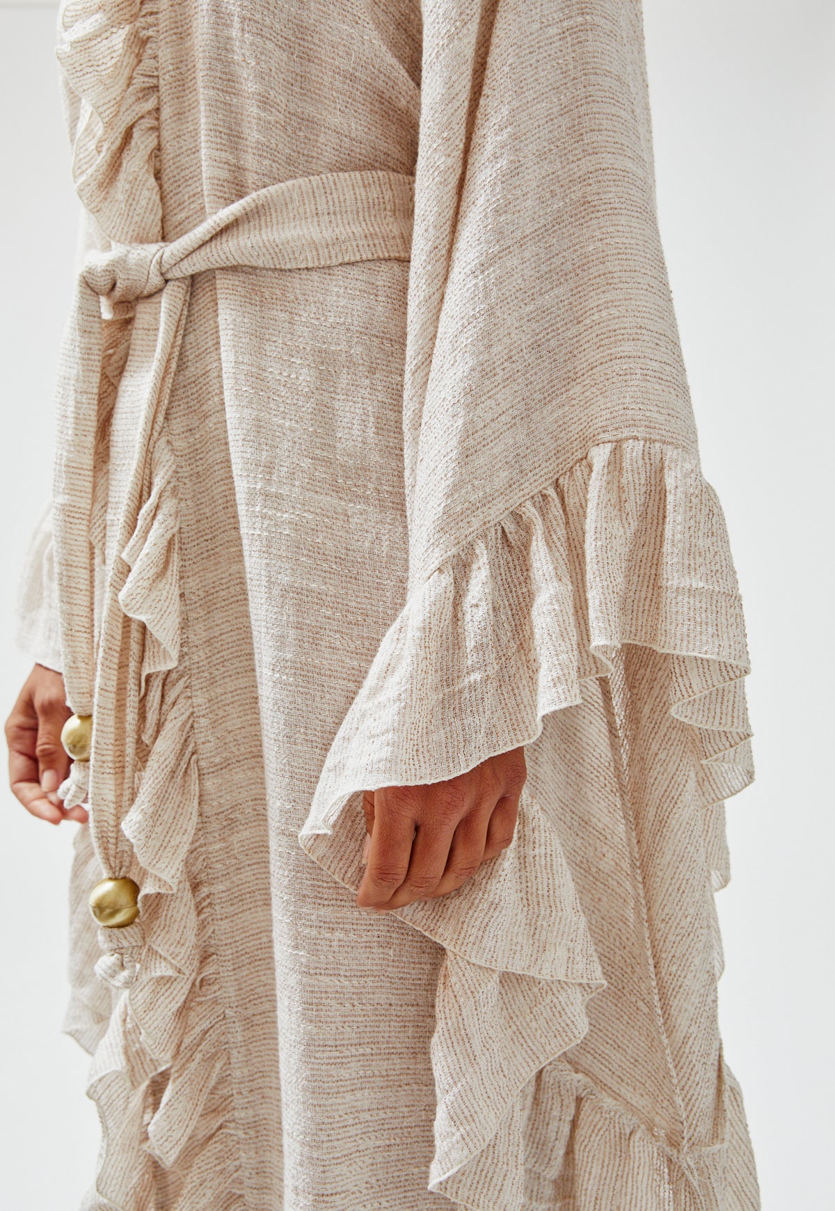 THE ANITA ROBE in NATURAL STRIPED GAUZE