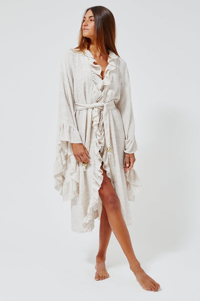 THE ANITA ROBE in NATURAL STRIPED GAUZE