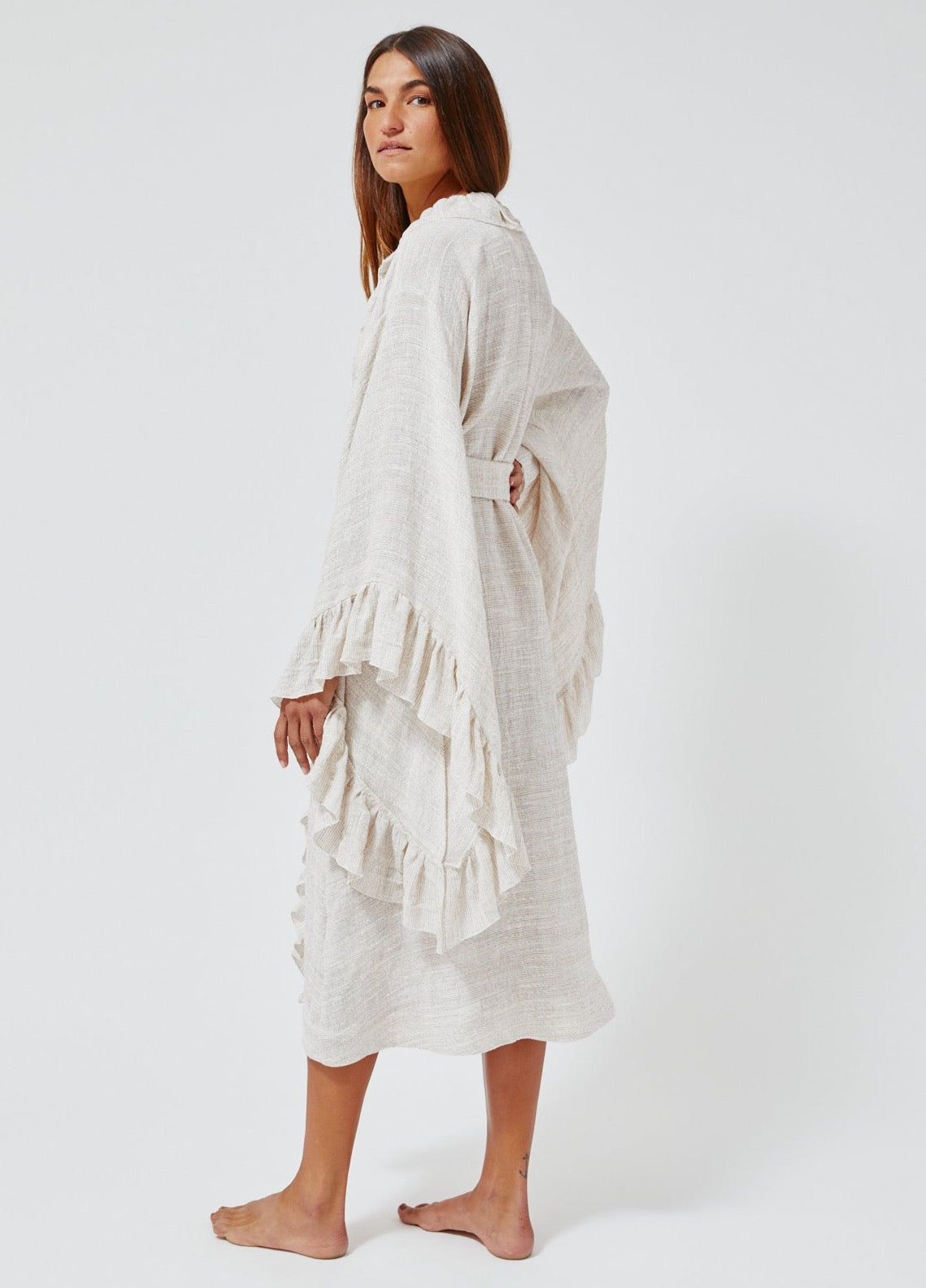 THE ANITA ROBE in NATURAL STRIPED GAUZE