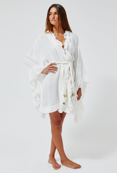THE ANITA MINI ROBE in WHITE GAUZE