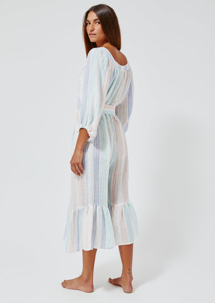 THE LAURE JUMPSUIT in PASTEL MULTI STRIPED GAUZE