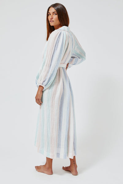 THE POET DRESS in PASTEL MULTI STRIPED GAUZE