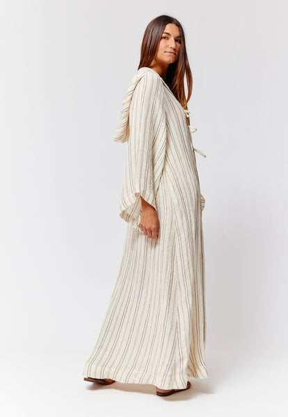 THE BEACH CAPE in NATURAL & BROWN STRIPED CHIOS GAUZE