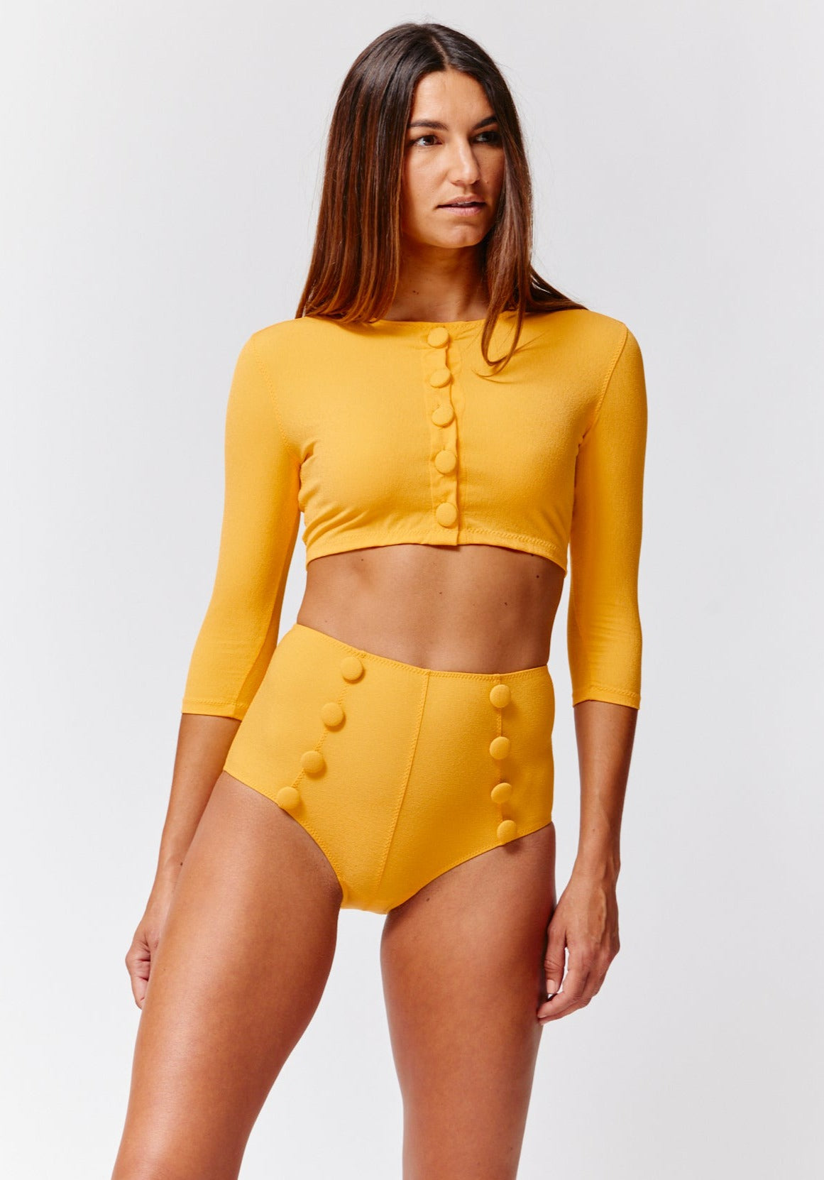 THE CARDIGAN in MARIGOLD CREPE