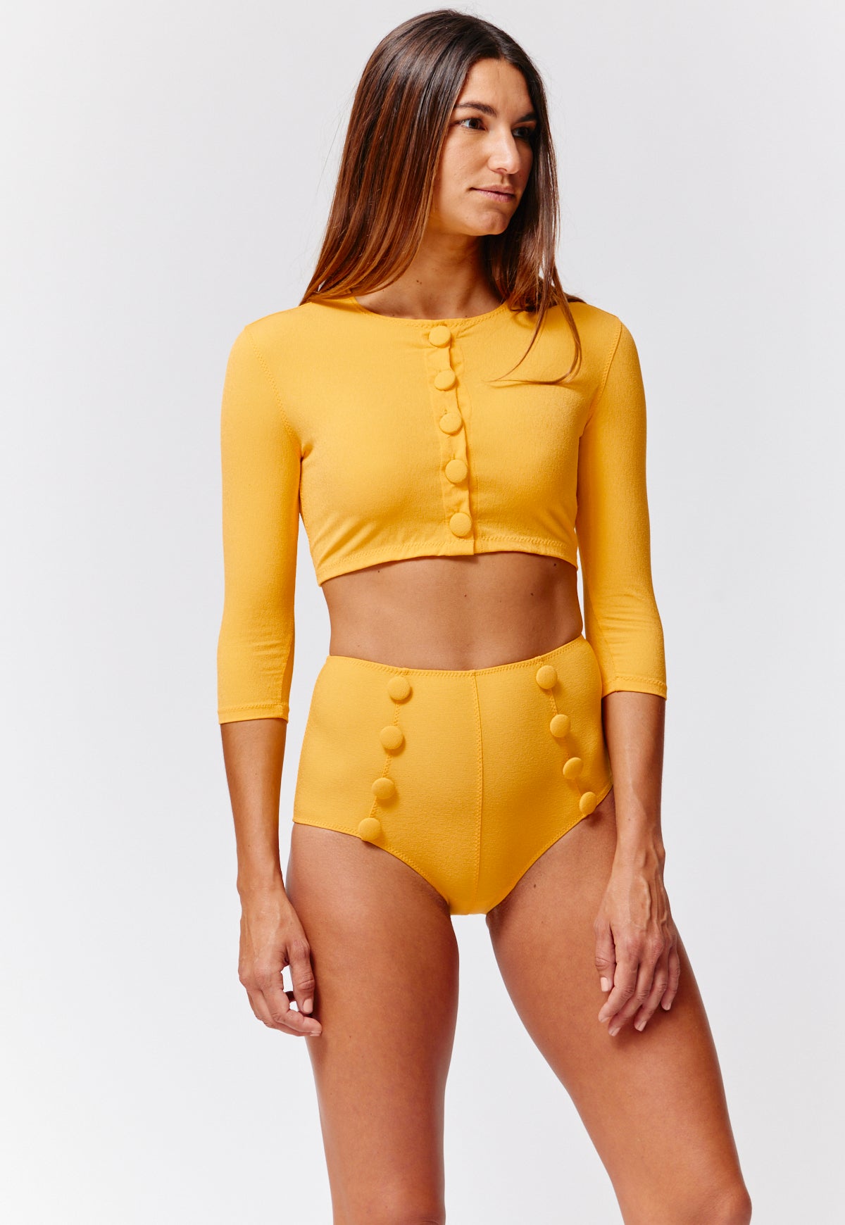 THE CARDIGAN in MARIGOLD CREPE