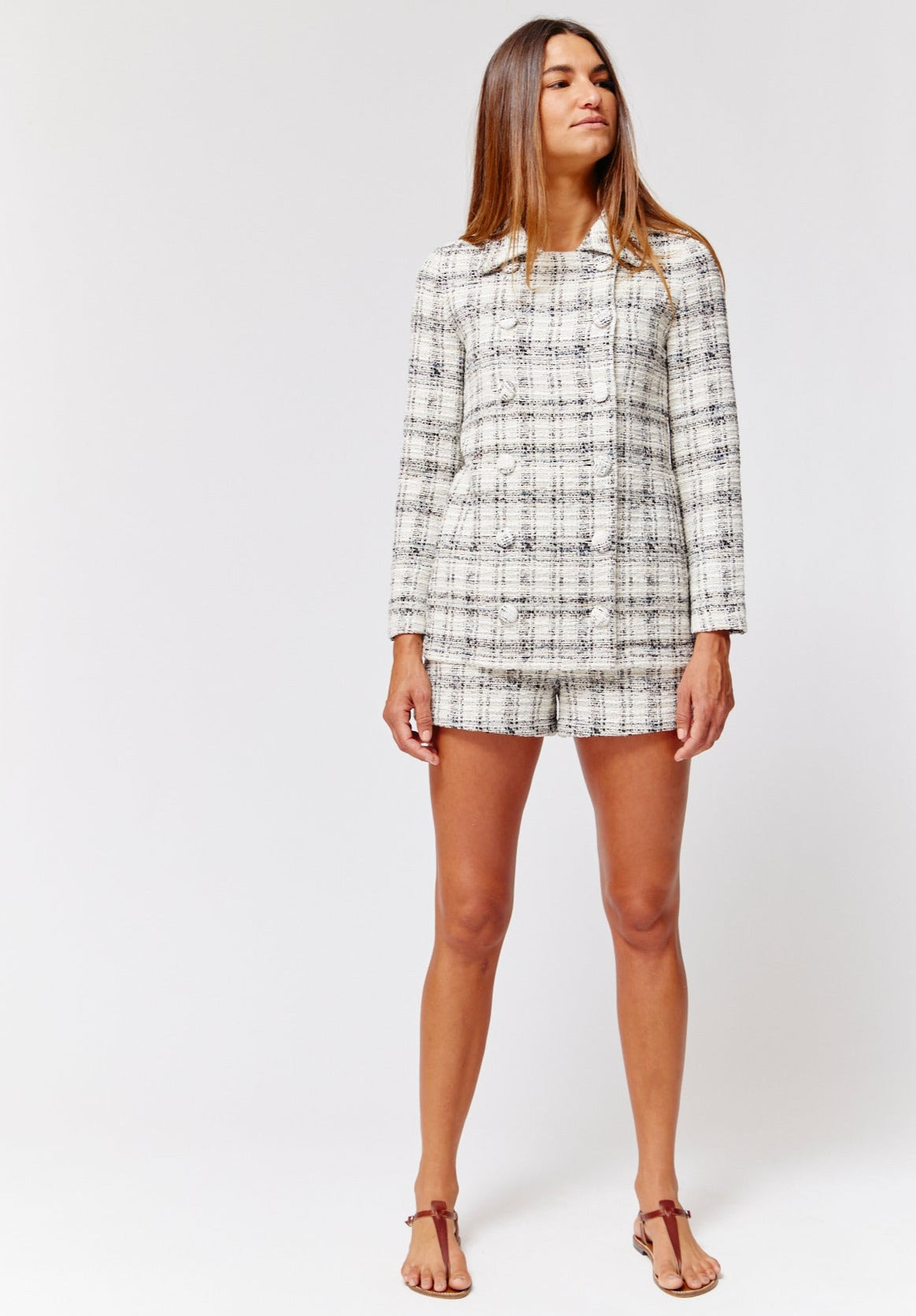 THE DOUBLE BREASTED JACKET in BLACK & WHITE TWEED