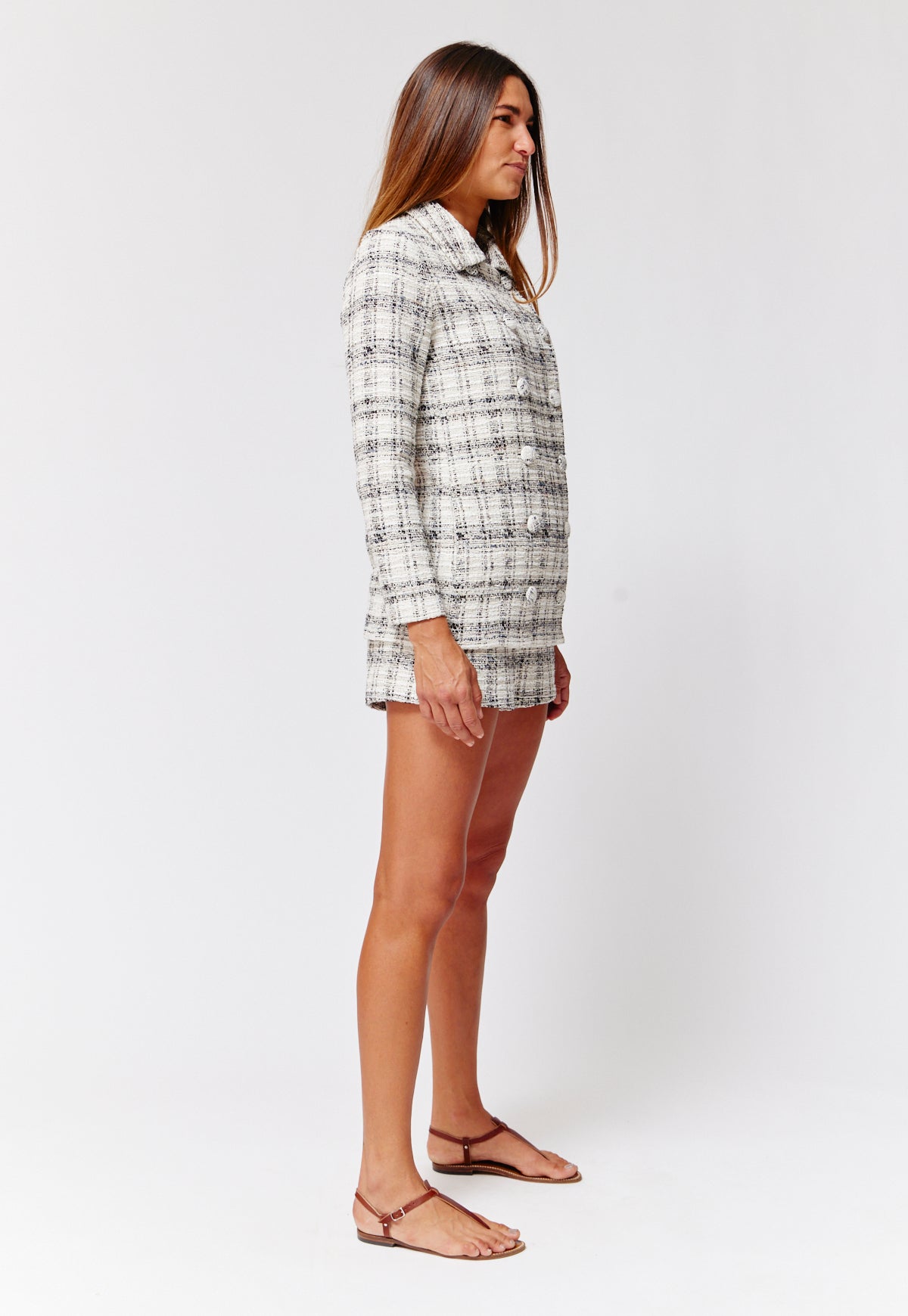 THE DOUBLE BREASTED JACKET in BLACK & WHITE TWEED