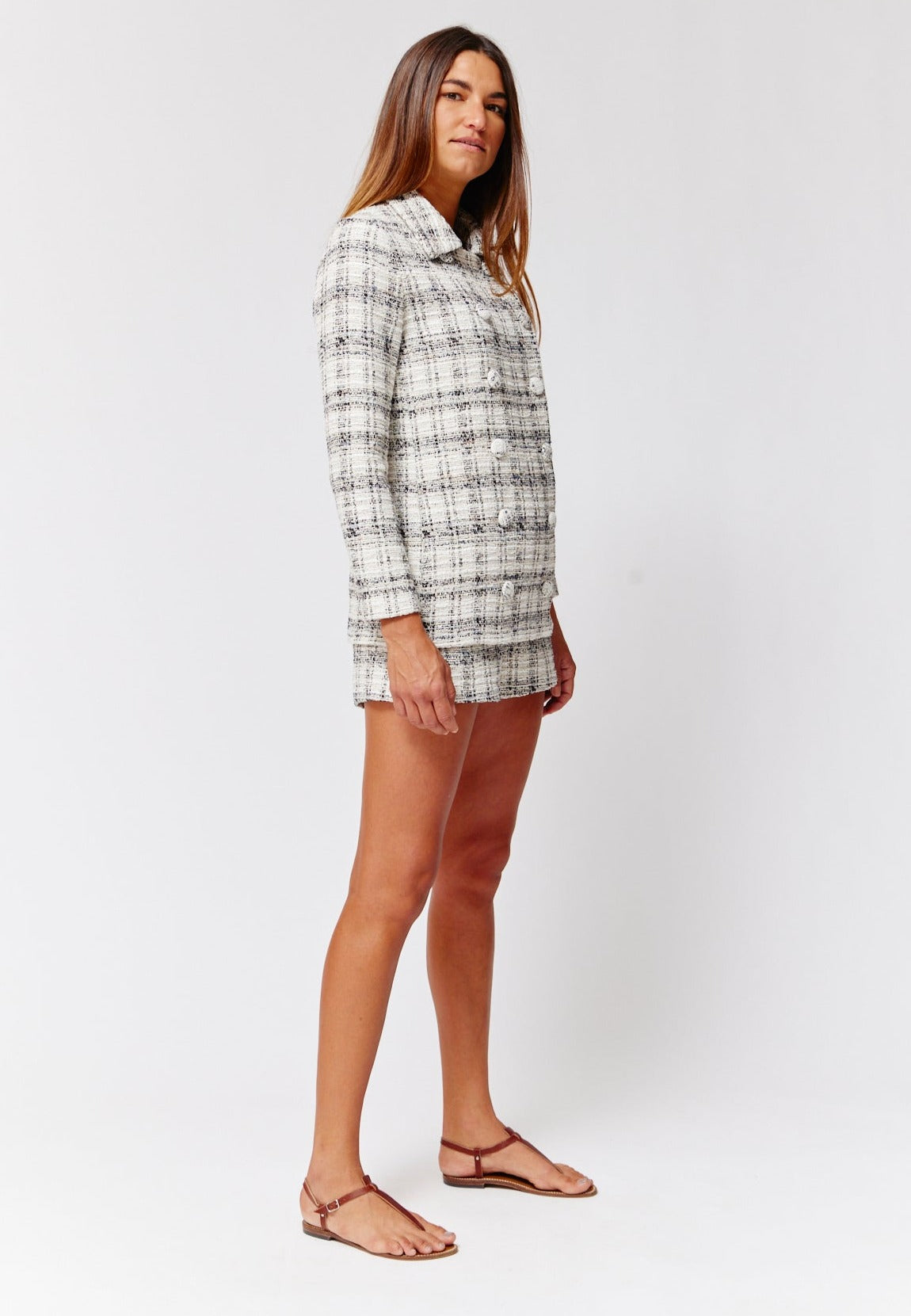 THE DOUBLE BREASTED JACKET in BLACK & WHITE TWEED