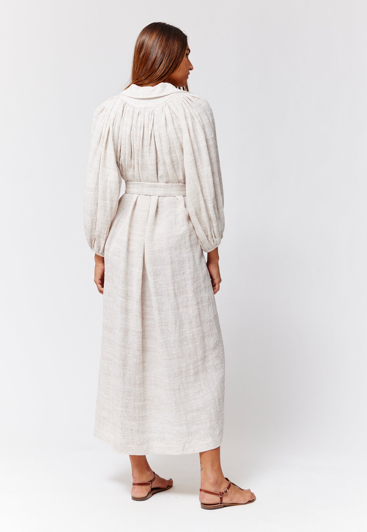 THE POET DRESS in NATURAL STRIPED GAUZE