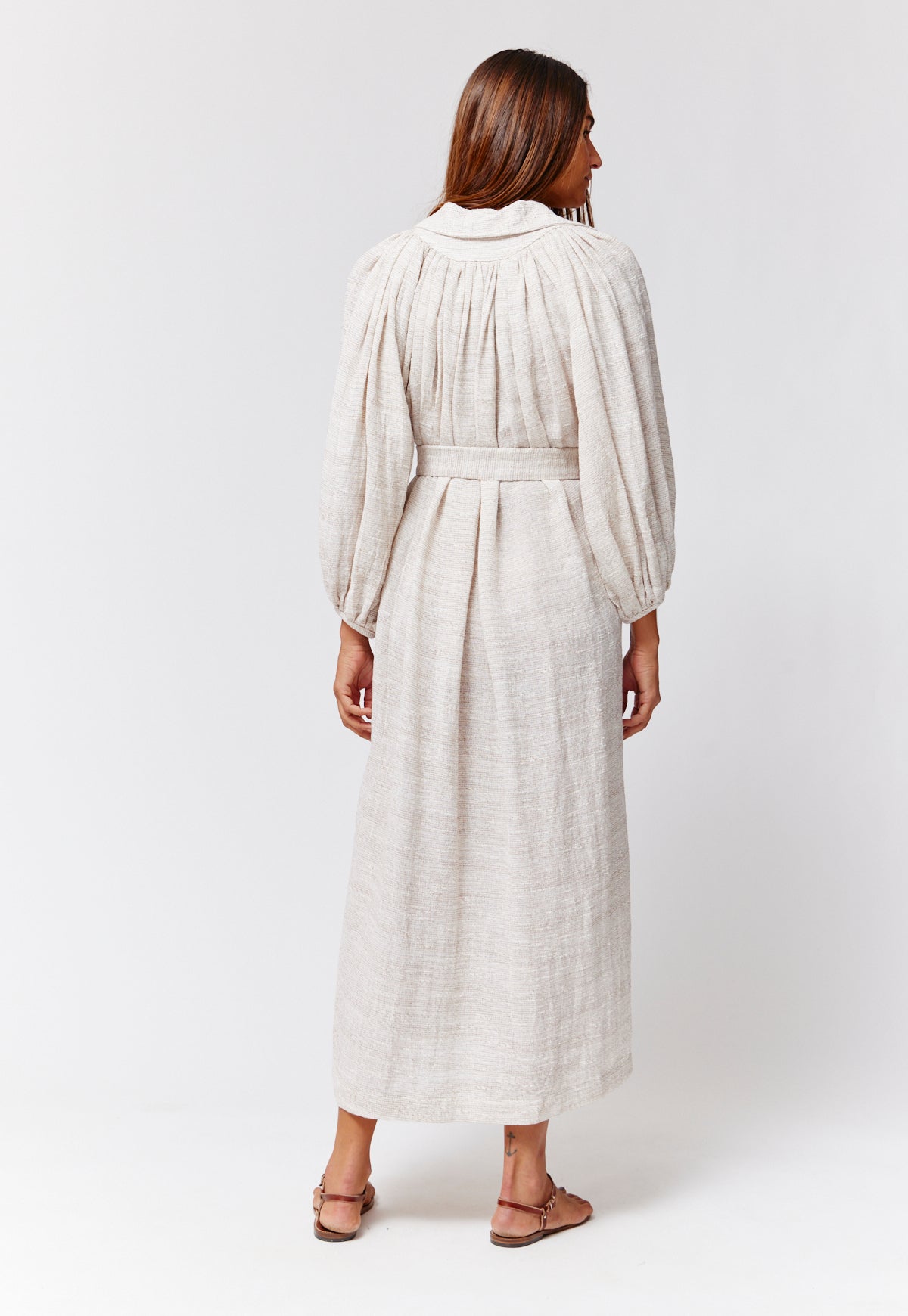 THE POET DRESS in NATURAL STRIPED GAUZE