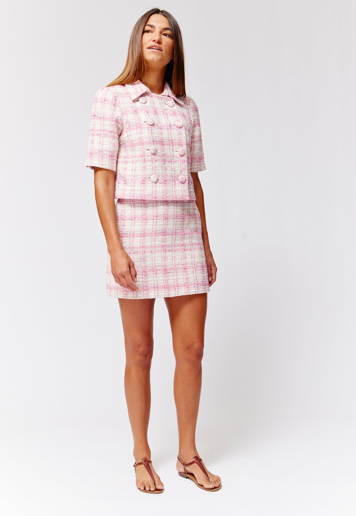 THE MINI SKIRT in PINK TWEED