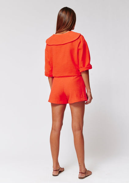 THE TENNIS SHORT in Tomato Cotton Boucle