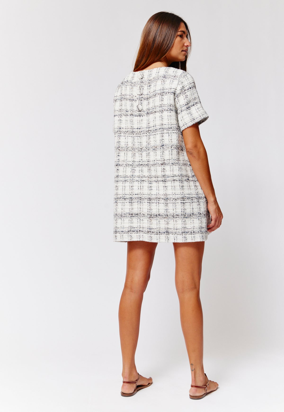 THE T-SHIRT DRESS in in BLACK & WHITE TWEED