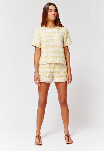 THE TENNIS SHORT in LEMON TWEED