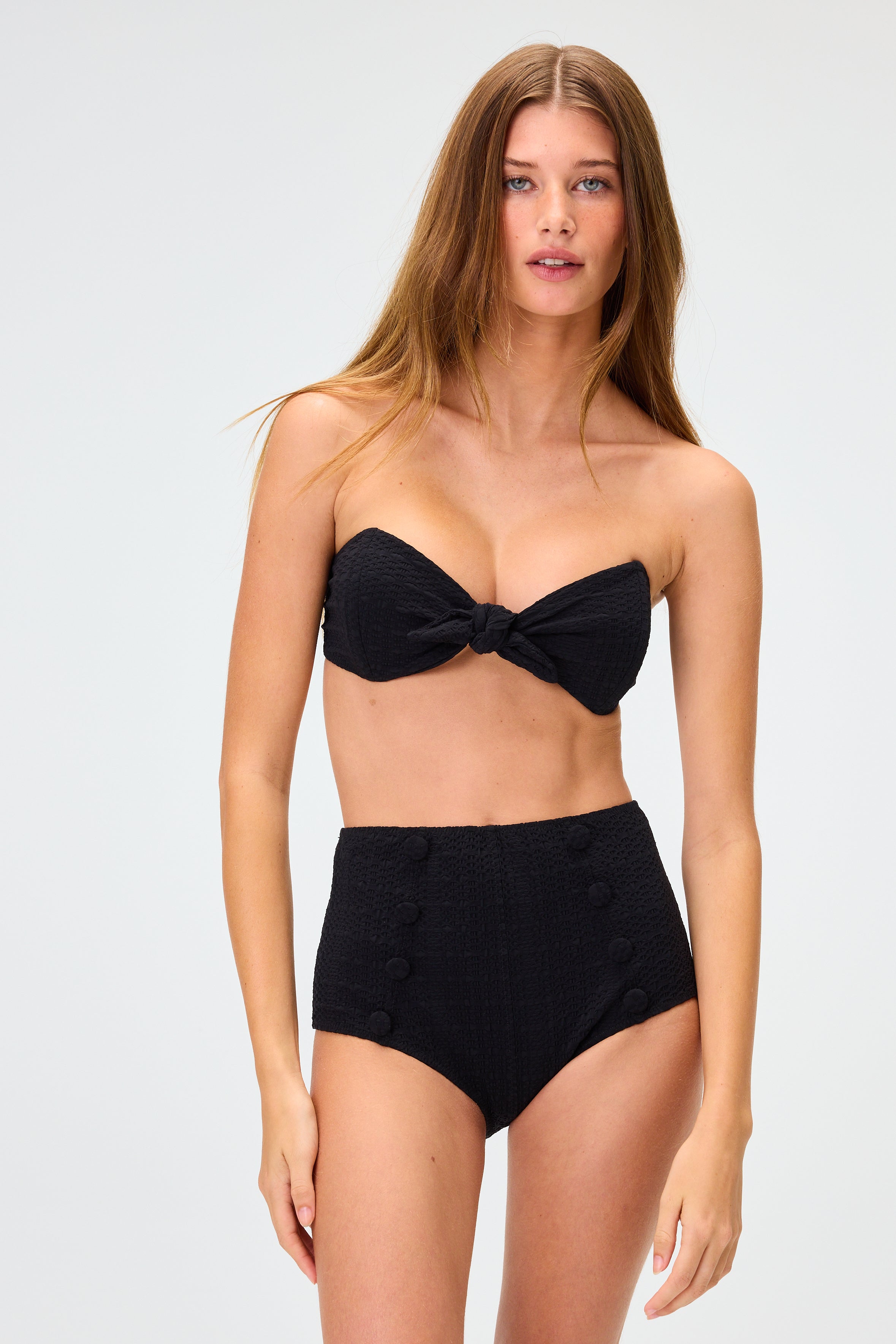 THE POPPY BIKINI in BLACK SEERSUCKER