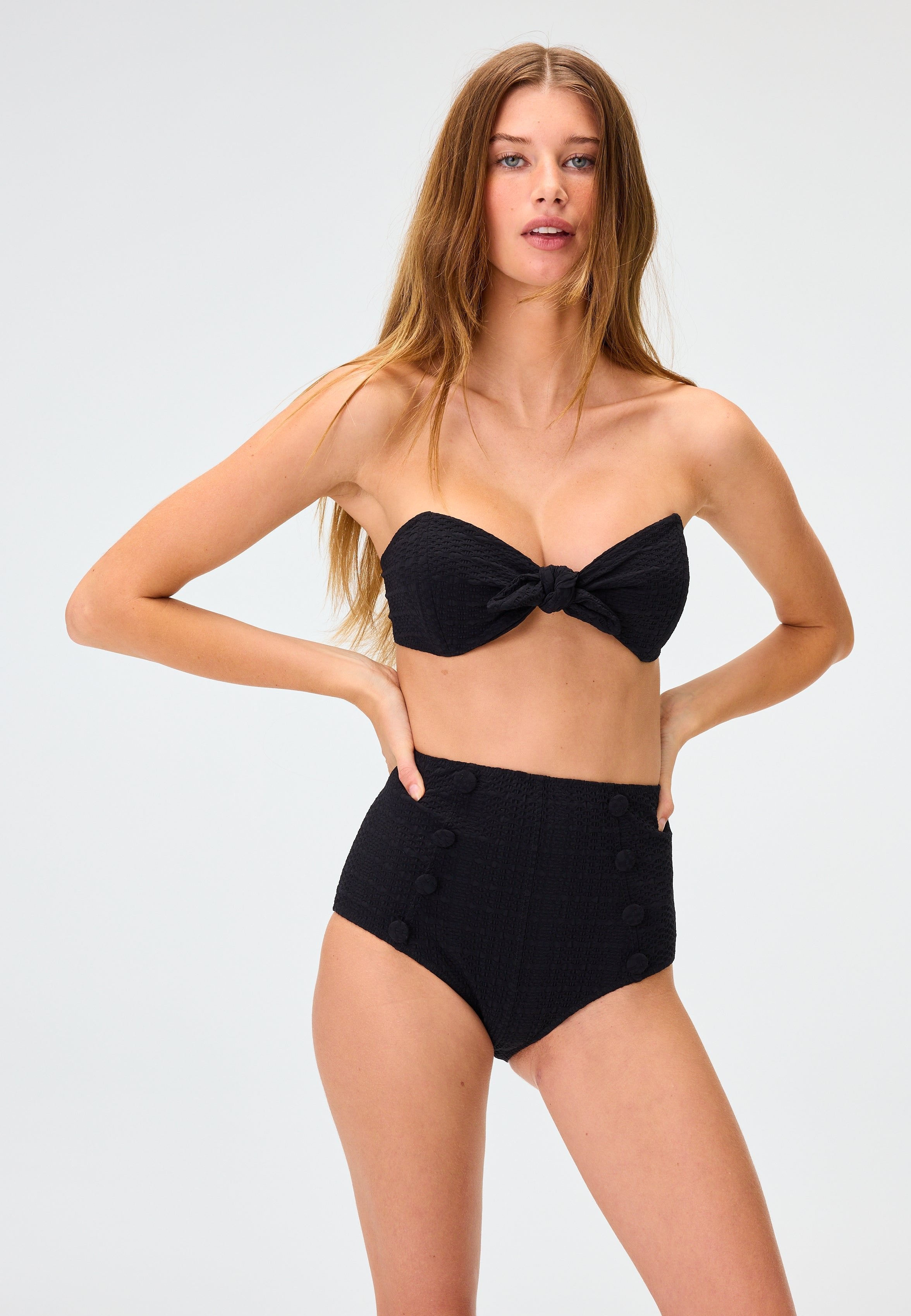 THE POPPY BIKINI in BLACK SEERSUCKER