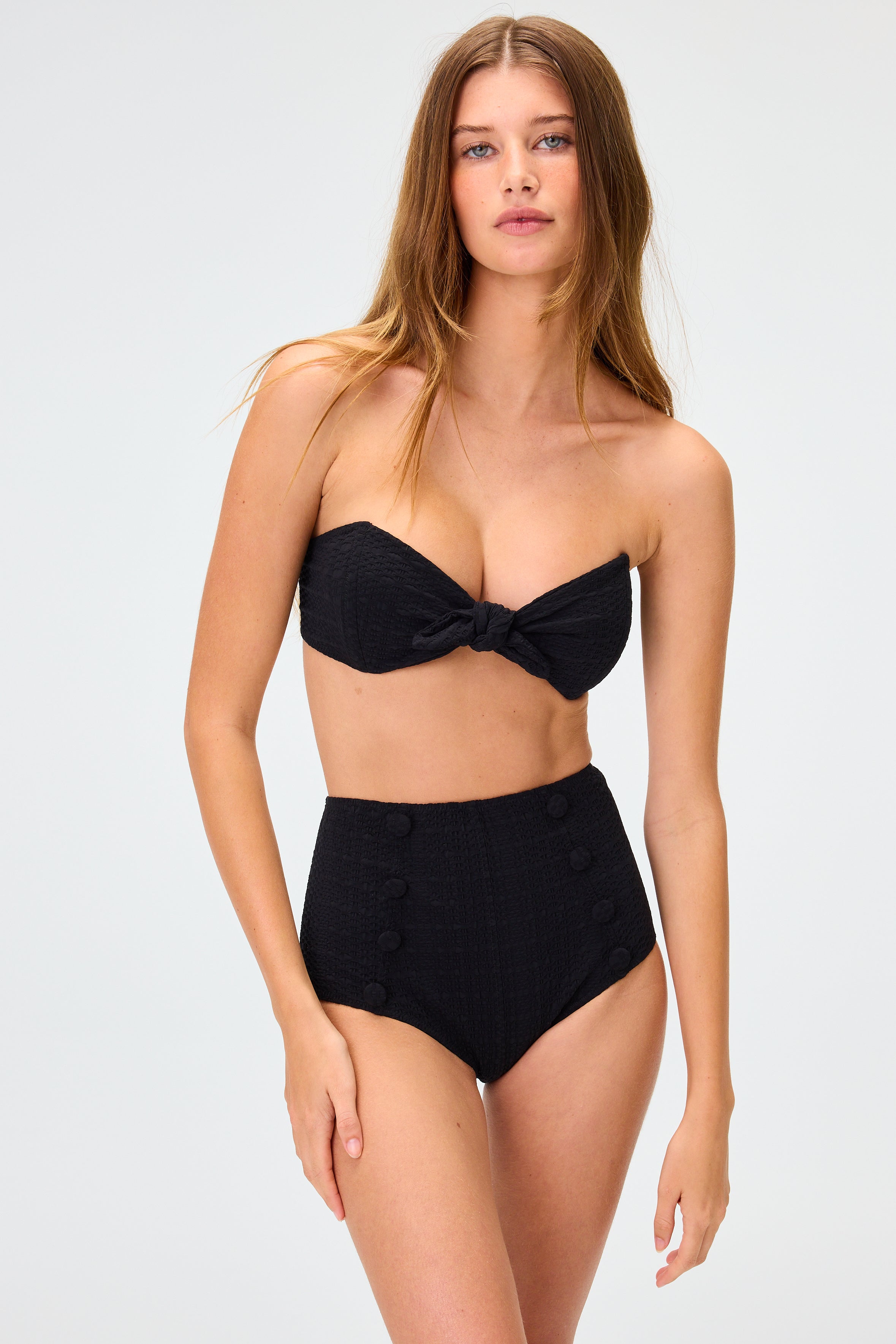 THE POPPY BIKINI in BLACK SEERSUCKER