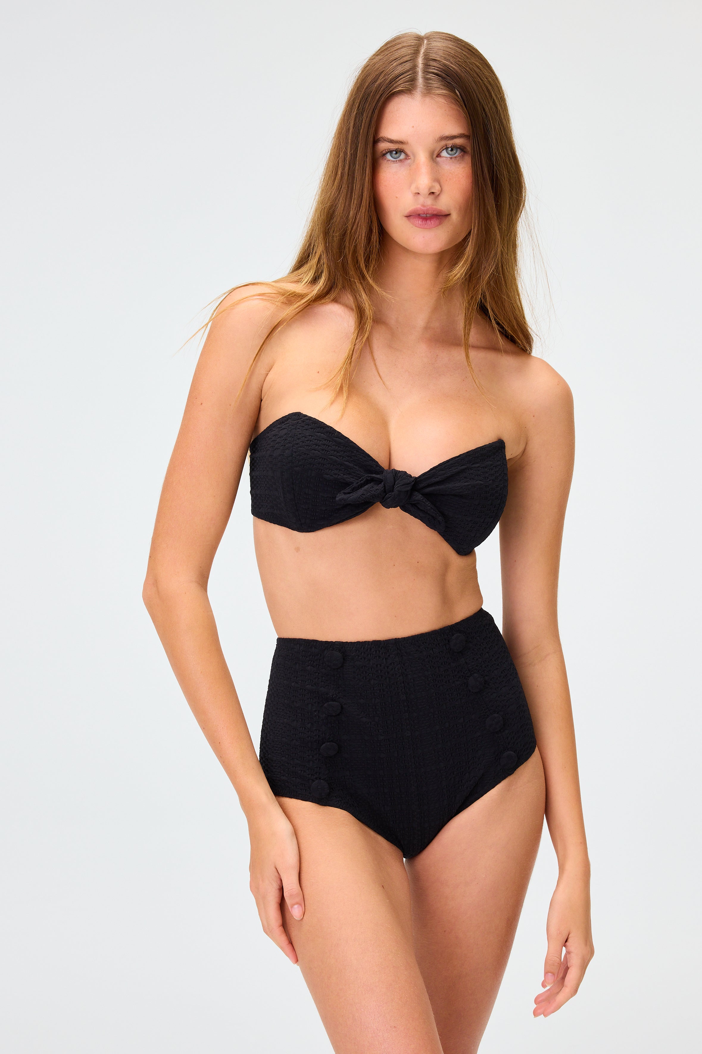 THE POPPY BIKINI in BLACK SEERSUCKER