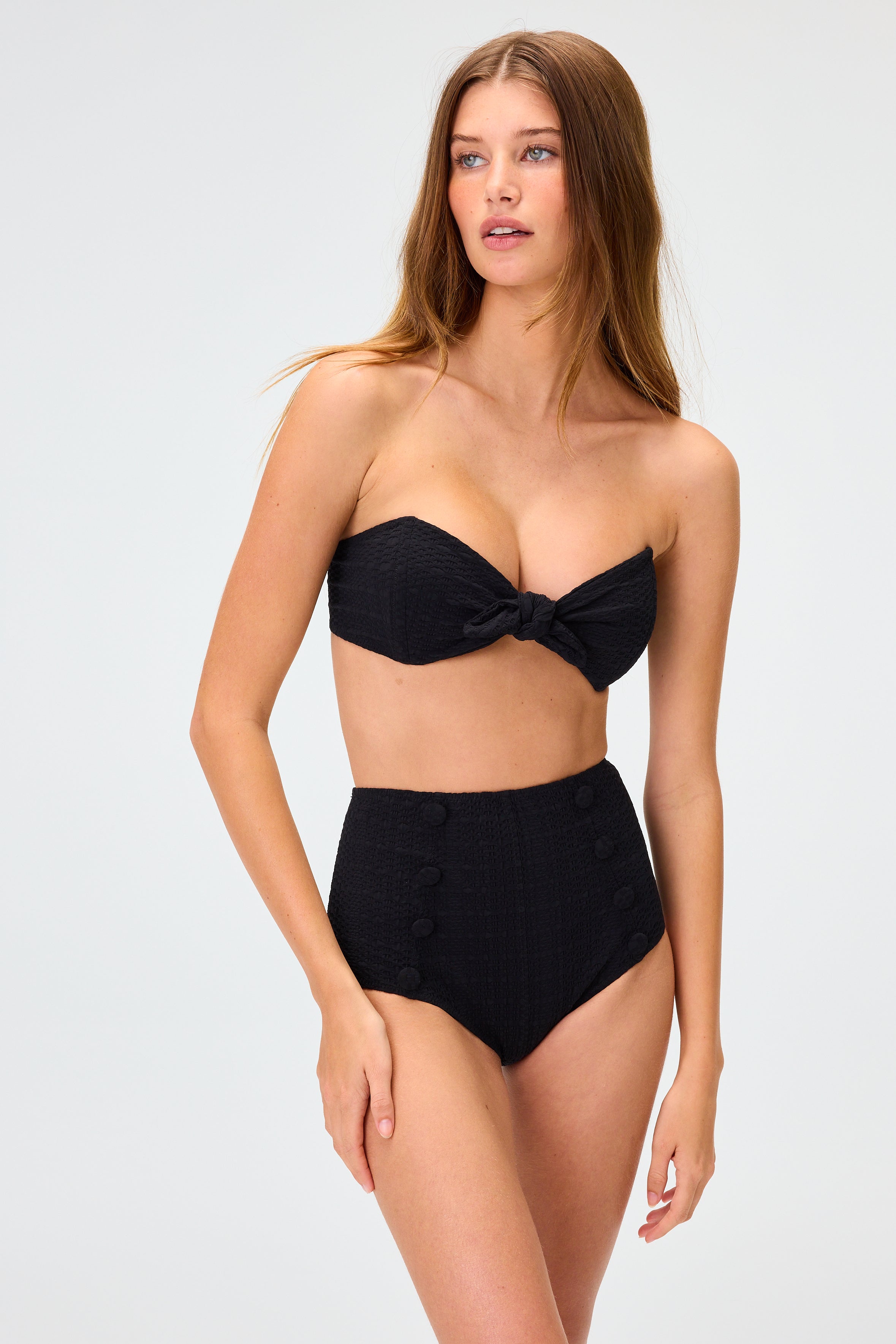 THE POPPY BIKINI in BLACK SEERSUCKER