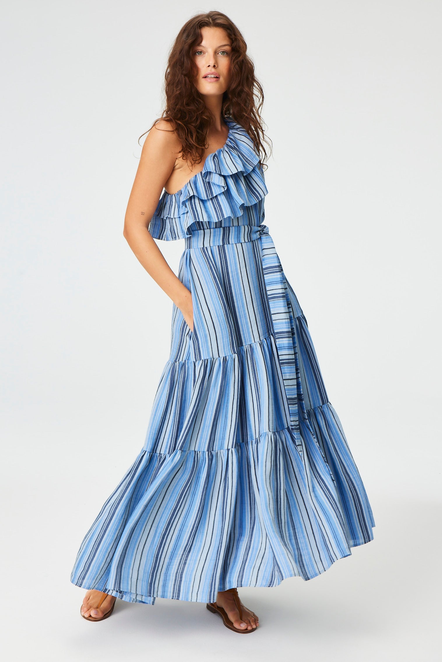 The Arden Dress in Sea Striped Linen Sea Striped Linen / 2024SP226 SSL / 1 - Xs The Arden Dress in Sea Striped Linen Sea Striped Linen / 2024SP226 SSL / 1 - Xs