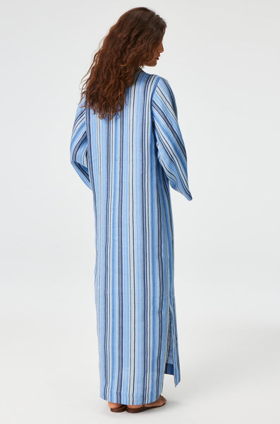 THE TUNIC CAFTAN in SEA STRIPED LINEN