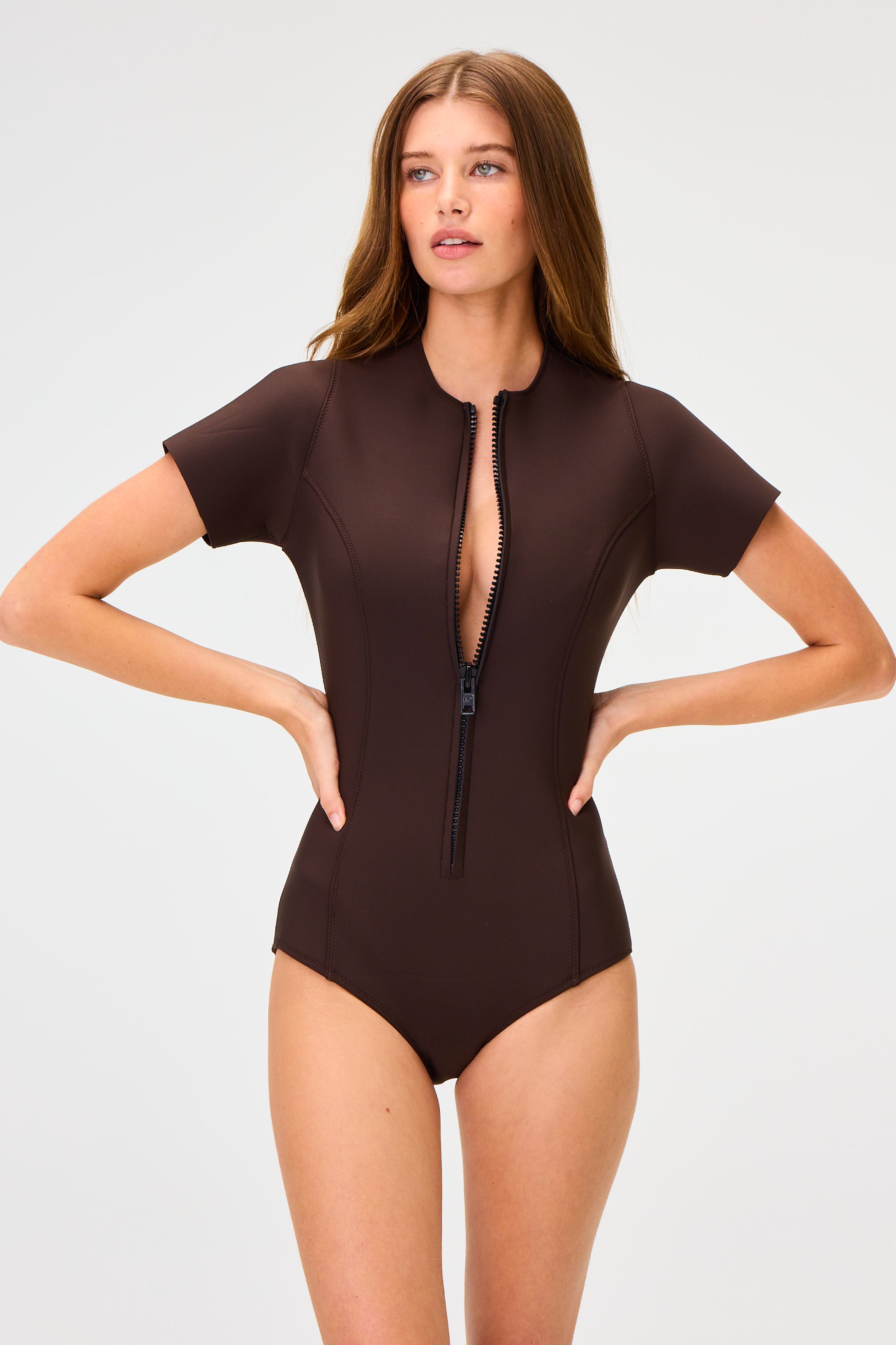 THE FARRAH MAILLOT in 1.5mm CHOCOLATE NEOPRENE