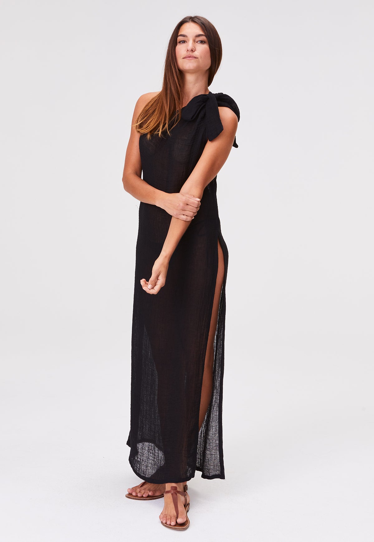 THE SARONG DRESS in Black Gauze Black Gauze / 2024RES513 BG / 4 - L THE SARONG DRESS in Black Gauze Black Gauze / 2024RES513 BG / 4 - L