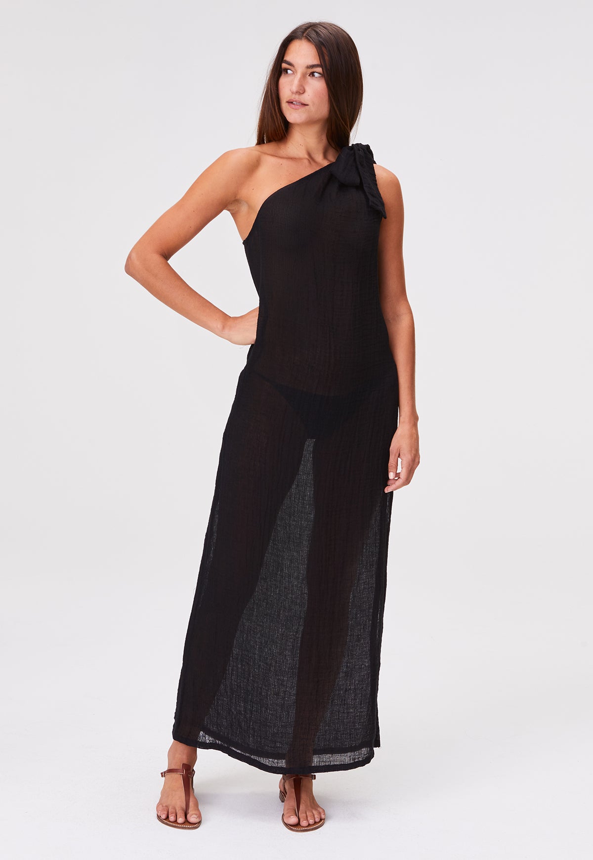 THE SARONG DRESS in Black Gauze Black Gauze / 2024RES513 BG / 4 - L THE SARONG DRESS in Black Gauze Black Gauze / 2024RES513 BG / 4 - L
