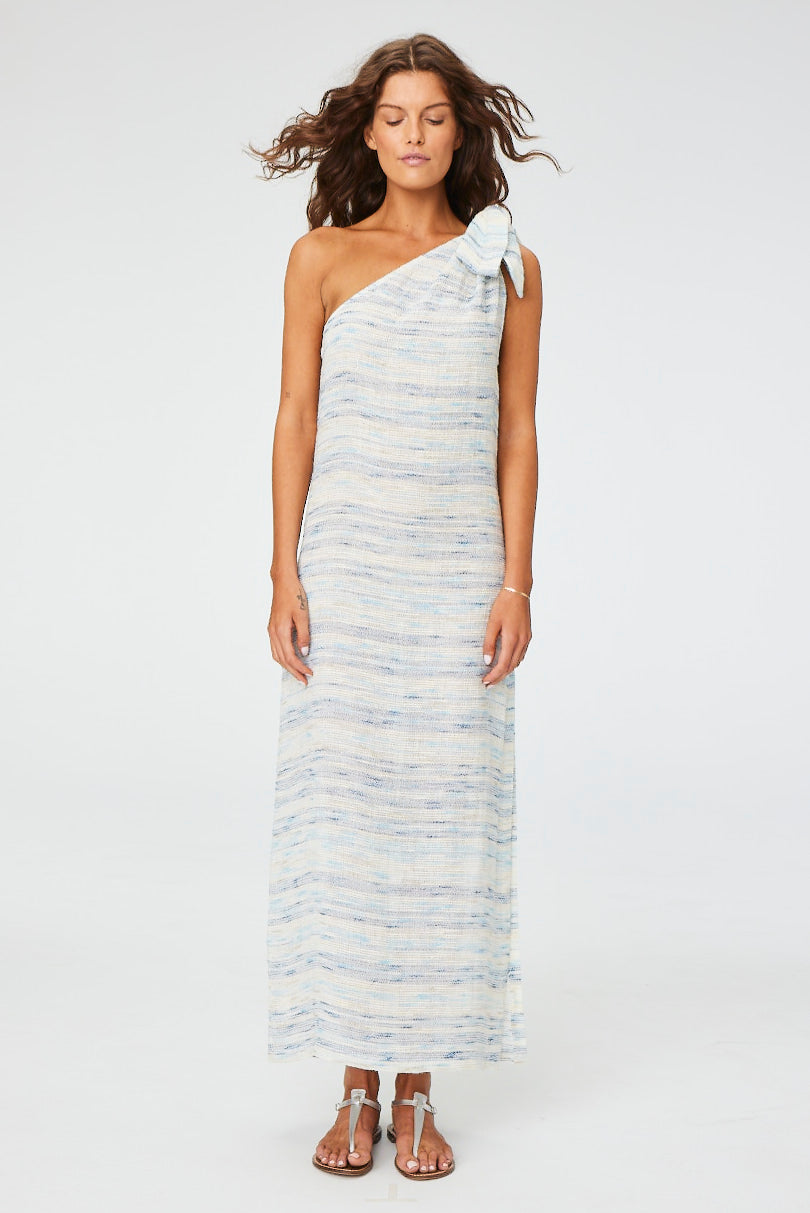 THE SARONG DRESS in SEA STRIPED LINEN GAUZE