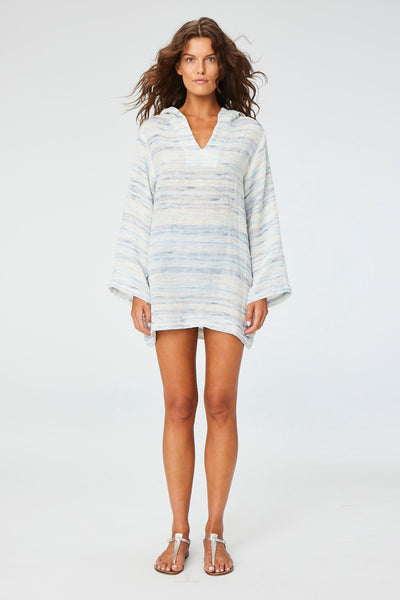 THE BEACH TUNIC in SEA STRIPED LINEN GAUZE