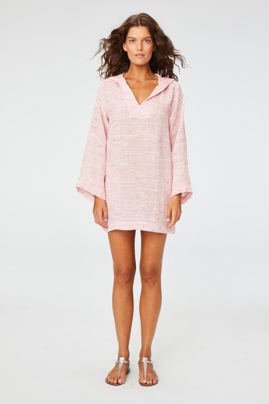 THE BEACH TUNIC in CHERRY STRIPED LINEN GAUZE