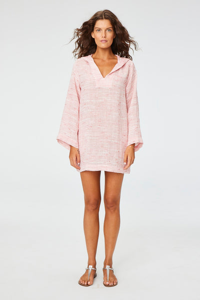 THE BEACH TUNIC in CHERRY STRIPED LINEN GAUZE