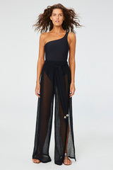 THE WIDE LEG OPEN-SIDE PANT in BLACK SORRENTO GAUZE – Lisa Marie