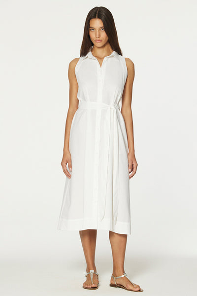 THE ALISON SHIRT DRESS in WHITE COTTON POPLIN