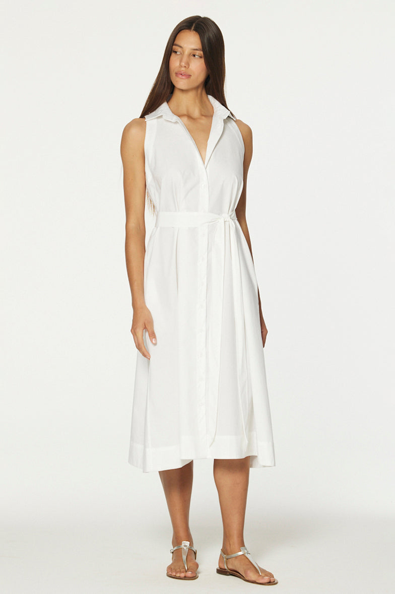 THE ALISON SHIRT DRESS in WHITE COTTON POPLIN