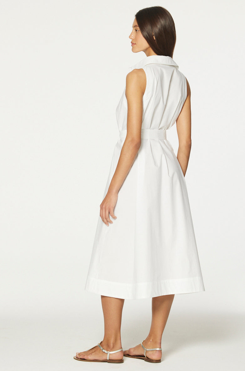 classic white shirt dress Cotton Shirt Dress Rina Belted Mid-Length