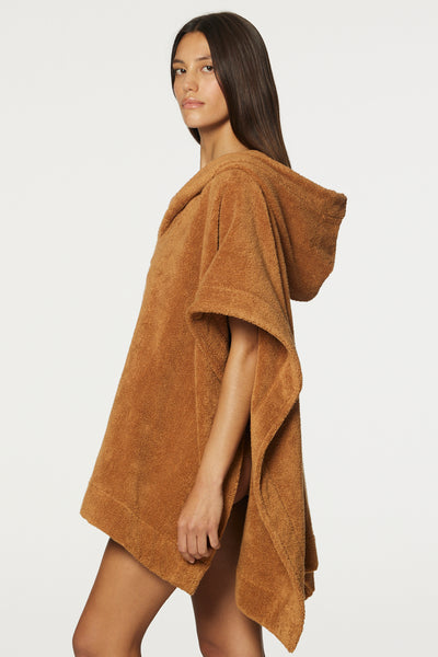 THE BEACH PONCHO in CARAMEL TERRY CLOTH