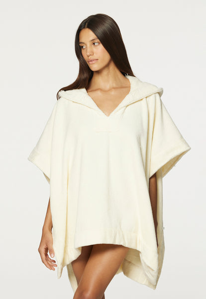 THE BEACH PONCHO in CREAM TERRY CLOTH